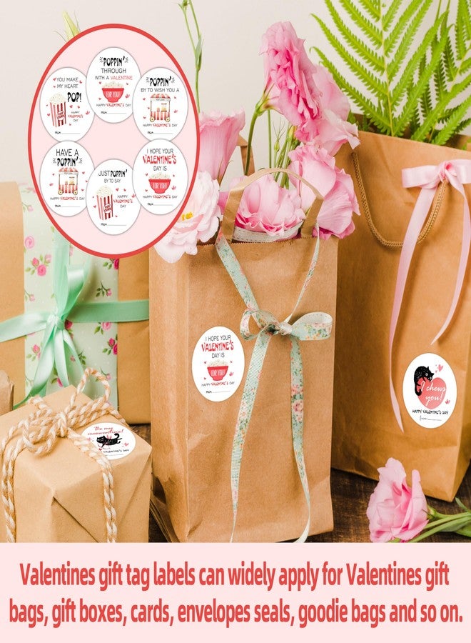 OXRUN Valentine's Day Gift Tags Stickers - 60 Happy Valentine's Day Gift Labels Stickers - Popcorn Round Gifts Tags Self-Adhesive Labels for Presents - A03 - Image 4